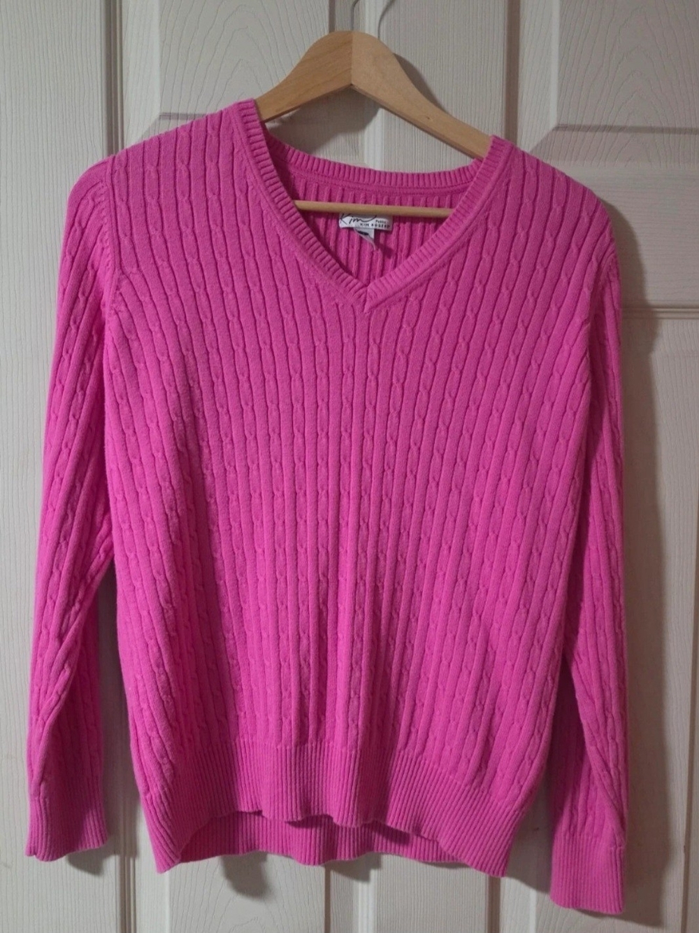 Kim Rogers Hot Pink And Blue Cable Knit Sweaters